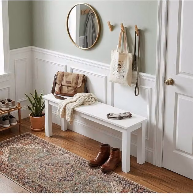 Living and Home Versatile Modern White Wooden Bench
