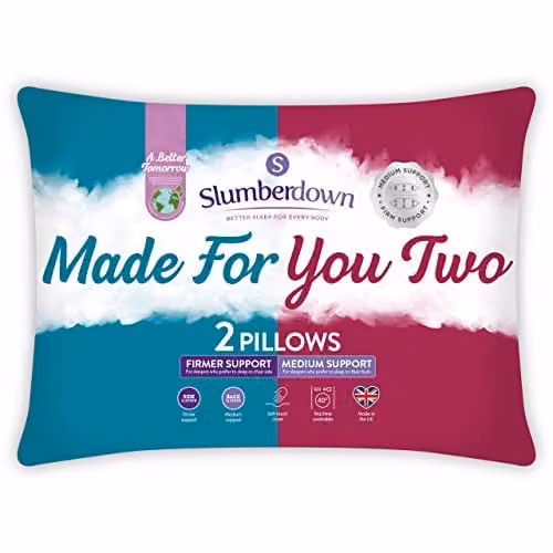 Slumberdown Made For You Two Pillows 2 Pack, White, W: 48 cm, D: 74 cm – 1