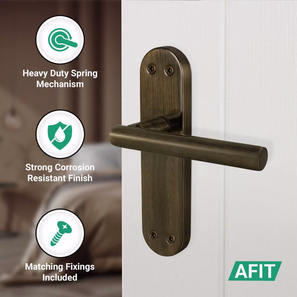 AFIT T-Bar Antique Brass Latch Backplate Handles and Hinges in Bronze, 4 Pairs, 150 x 150 mm – 3
