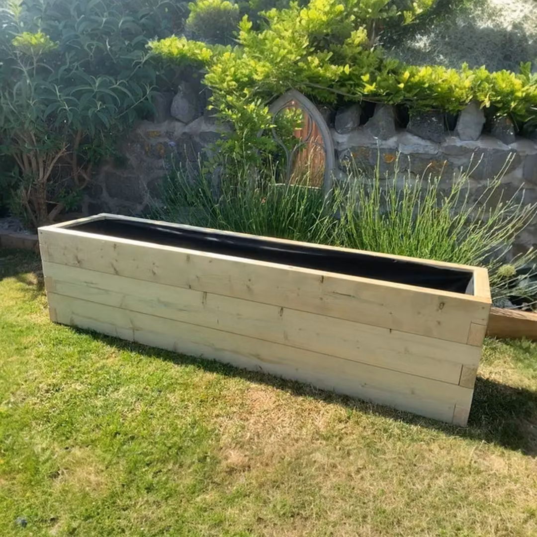 Buttercup Farm Suffolk Wood Planter in Brown, W: 40 cm, D: 90 cm, H: 45 cm – 4