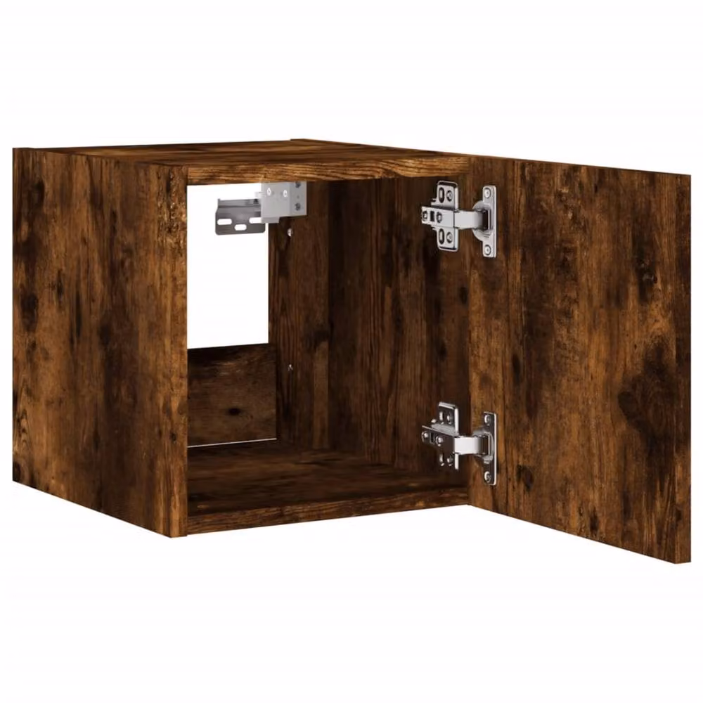 Berkfield Home TV Wall Cabinet with LED Lights in Smoked Oak Brown, W/D/H: 35.0 x 30.5 x 30.0 cm – 7
