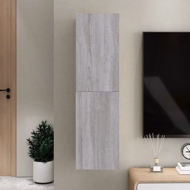 Berkfield Home Wall-mounted TV Cabinet in Grey, W/D/H: 110 x 30.5 x 30 cm