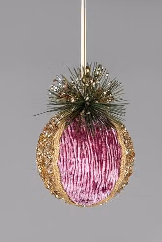 Shatchi 3-Piece Pink and Gold Glitter Christmas Bauble Hanging Decorations, 11.5 cm – 2