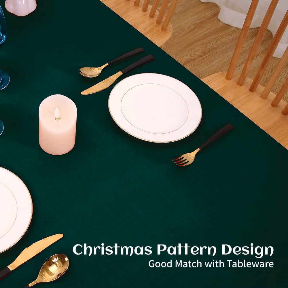 London Boutique 2-Piece Christmas Snowflake Tablecloth Set in Green, W: 137.16 cm x L: 177.8 cm – 4