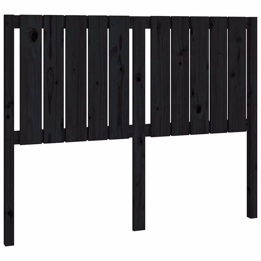 Berkfield Home Beautiful Bed Headboard in Black Solid Pine Wood, W: 125.5 cm, D: 4 cm, H: 100 cm – 2