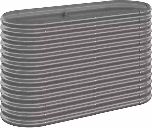 Berkfield Home Garden Grey Powder-coated Steel Raised Bed, W/D/H: 114 x 40 x 68 cm