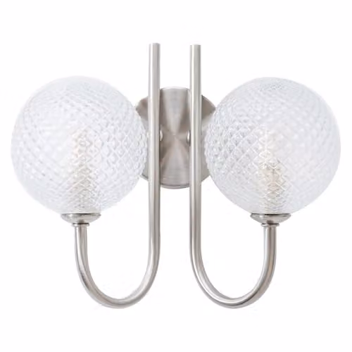 ValueLights Elle Brushed Chrome 2 Way Up and Down IP44 Bathroom Wall Light with Transparent Glass Spheres in Silver