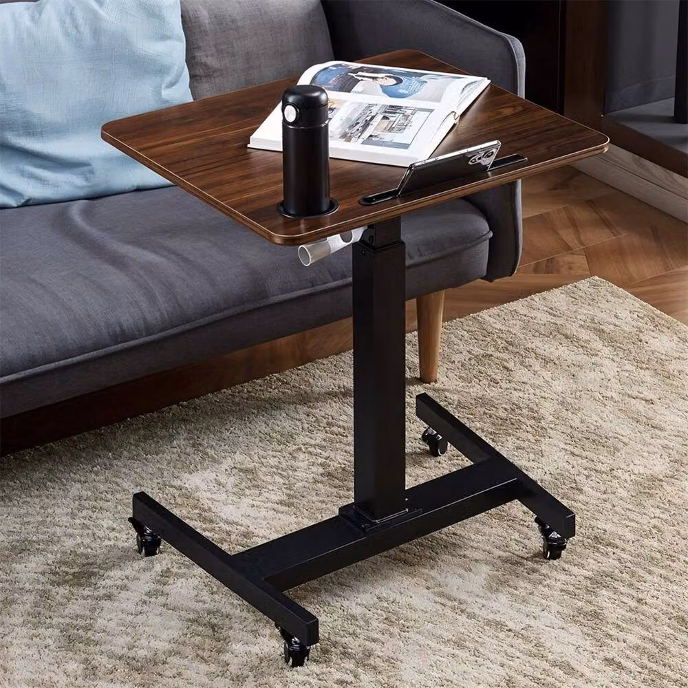 KORVIXA Adjustable Height Over Bed Table Tray in Brown, W/D: 100 x 100 cm – 2