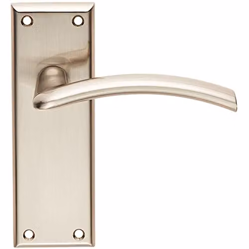 Loops Pair Arched Lever on Latch Backplate Door Handles in Brushed Satin Nickel, Silver, W: 150 mm x H: 50 mm