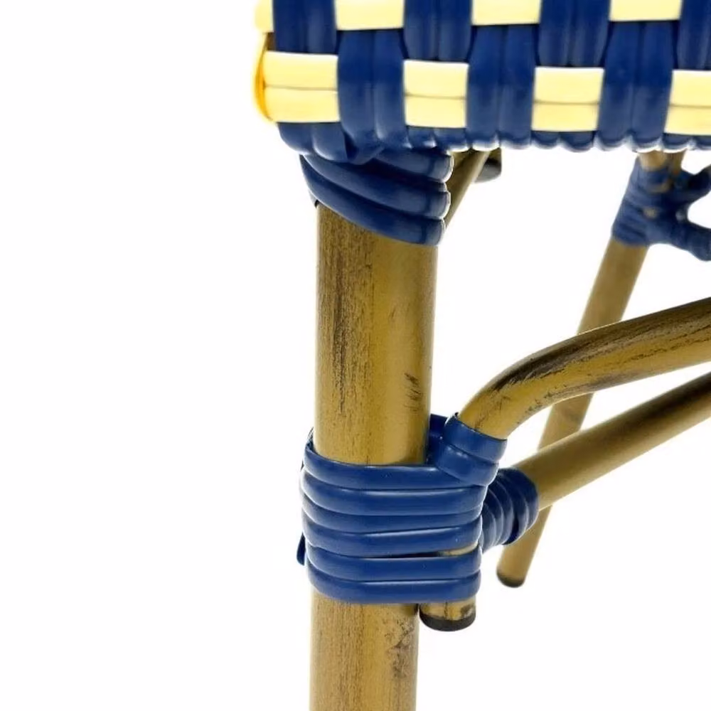 NESTLUNE Set of 2 Blue Rattan Bistro Chairs for Garden, Kitchen or Dining Room, H 100 cm x W 15 cm x D 15 cm – 6