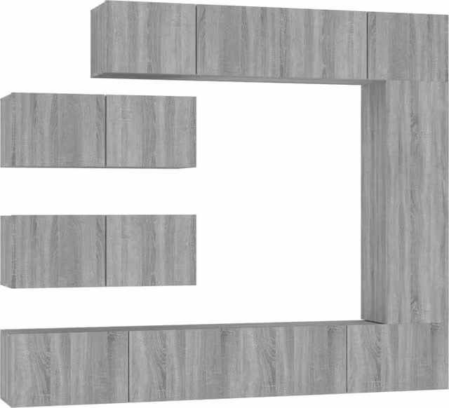 Berkfield Home 7 Piece Grey Sonoma TV Cabinet Set with Lowboard and Wall Mounted Units – 1