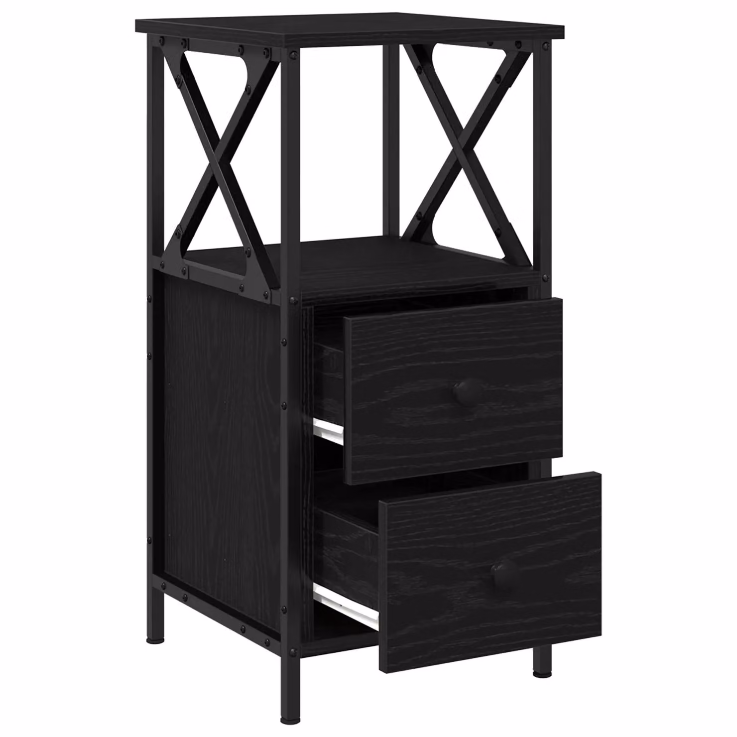 Berkfield Home Set of 2 Black Oak Nightstands, W/D/H: 34 x 35.5 x 70 cm – 2