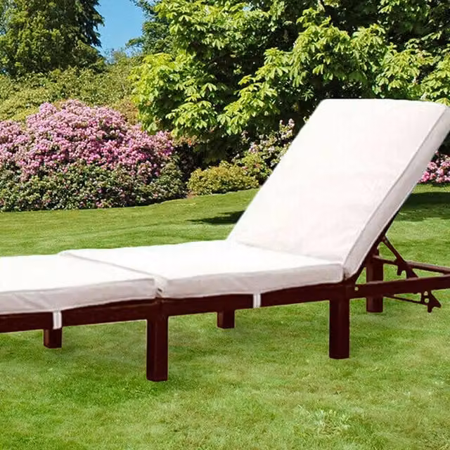 Comfy Living Brown and Cream Outdoor Rattan Reclining Sun Lounger