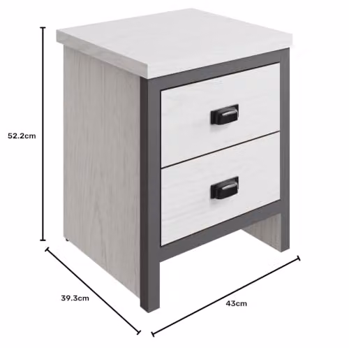 GFW Boston 2 Drawer Bedside Table in White Industrial Style – 2