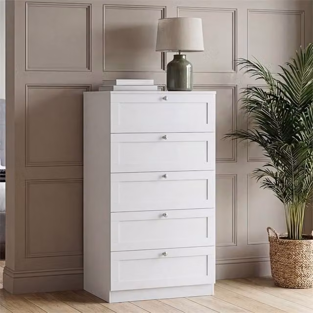 EONLION Modern 5-Drawer Chest Storage Unit in White