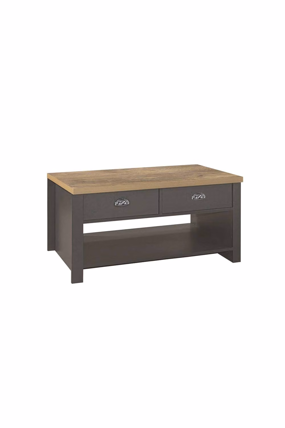 Birlea Highgate 2 Drawer Coffee Table in Grey and Oak Effect – 4