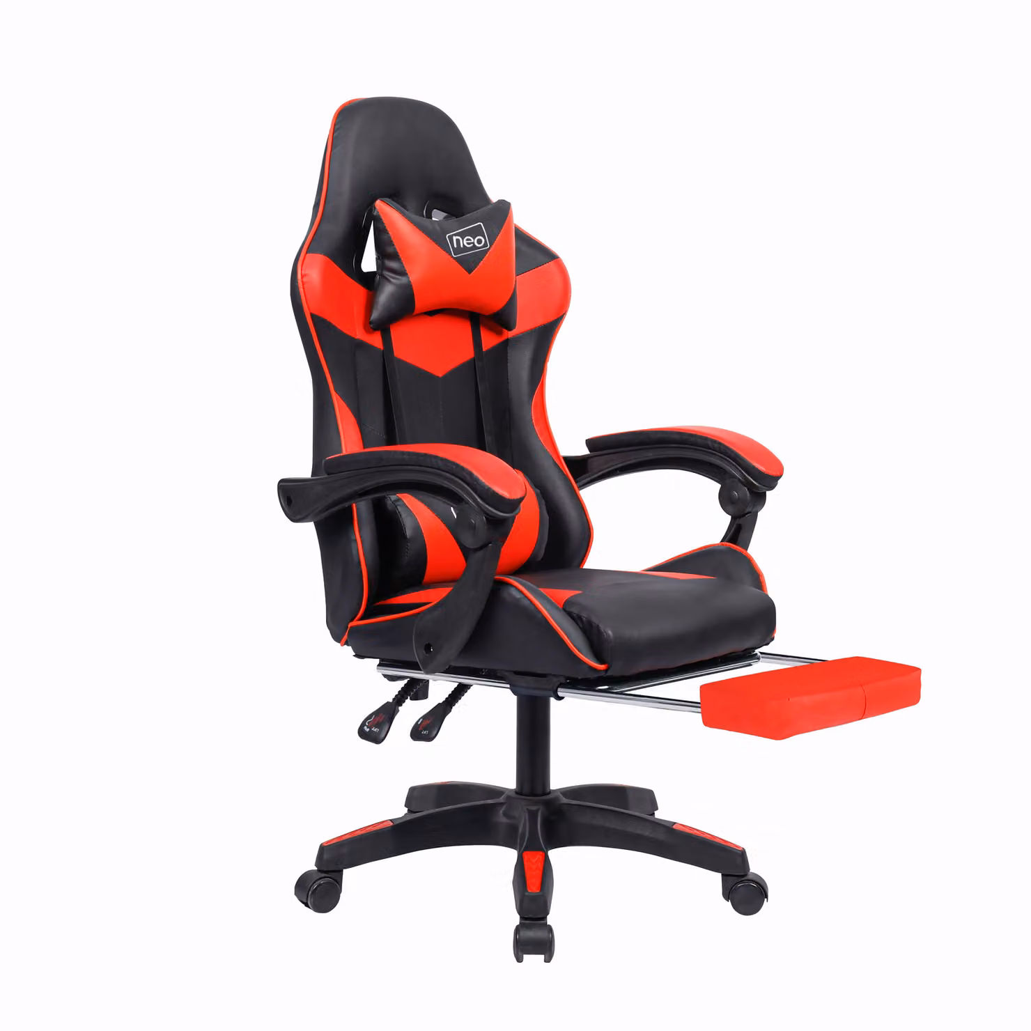 Neo Red Synthetic Leather Gaming Chair with Footrest and Headrest – 4