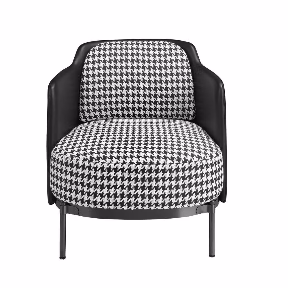 Angel Cerda Black and White Fabric and Leatherette Armchair with Metal Frame – 2