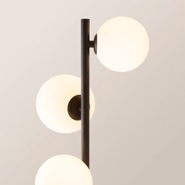 Marlow Opaque Glass Globe 3 Way Table Lamp in Black