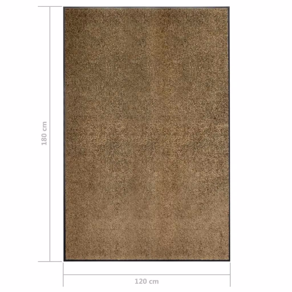 Berkfield Home Washable Non-Slip Brown Doormat W/D/H: 180 x 120 cm – 3