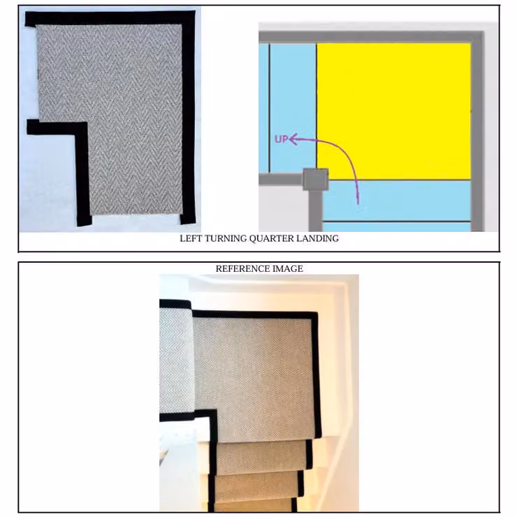 RainbowHome New England Grey Herringbone Stair Runner with Black Cotton Border, W: 55 cm, L: 700 cm – 3