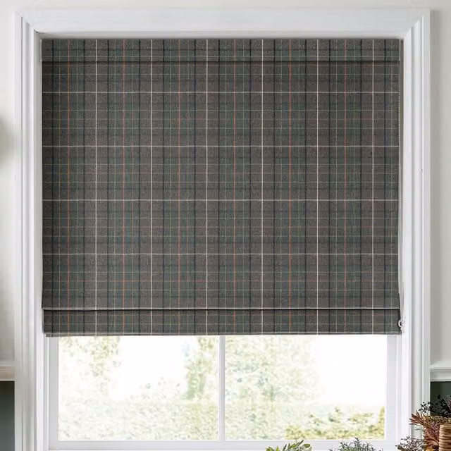 Laura Ashley Alfriston Made To Measure Blackout Roman Blind in Green Floral Fern Pattern