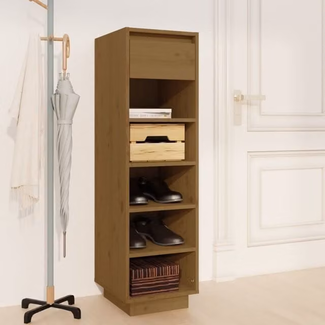 Berkfield Home Honey Brown Solid Wood Pine Shoe Cabinet W/D/H: 30 x 34 x 105 cm – 1