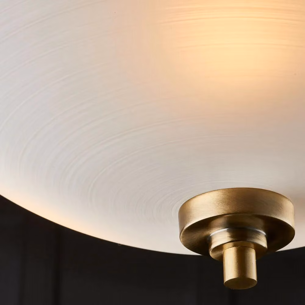 Loops Antique Brass Semi Flush Ceiling Light with Clear Glass and 3 Bulb Holder Fitting – 2