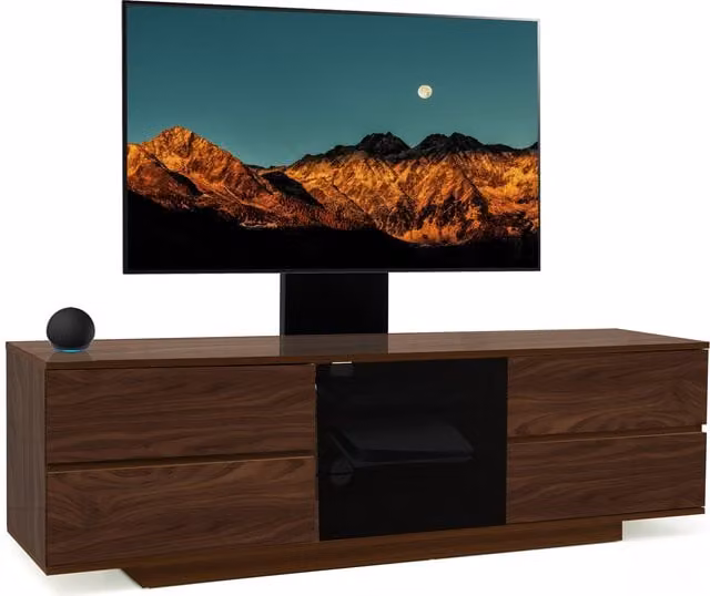 AVITUS ULTRA Wall Mounted TV Cabinet with Glass Door in Walnut, W/D/H: 158 x 40 x 48 cm