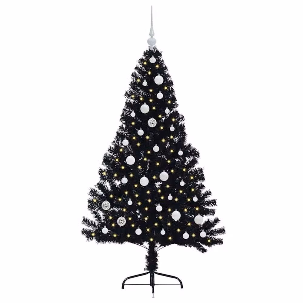 Berkfield Home Artificial Pre-lit Christmas Tree, Black, Height: 150 cm – 3