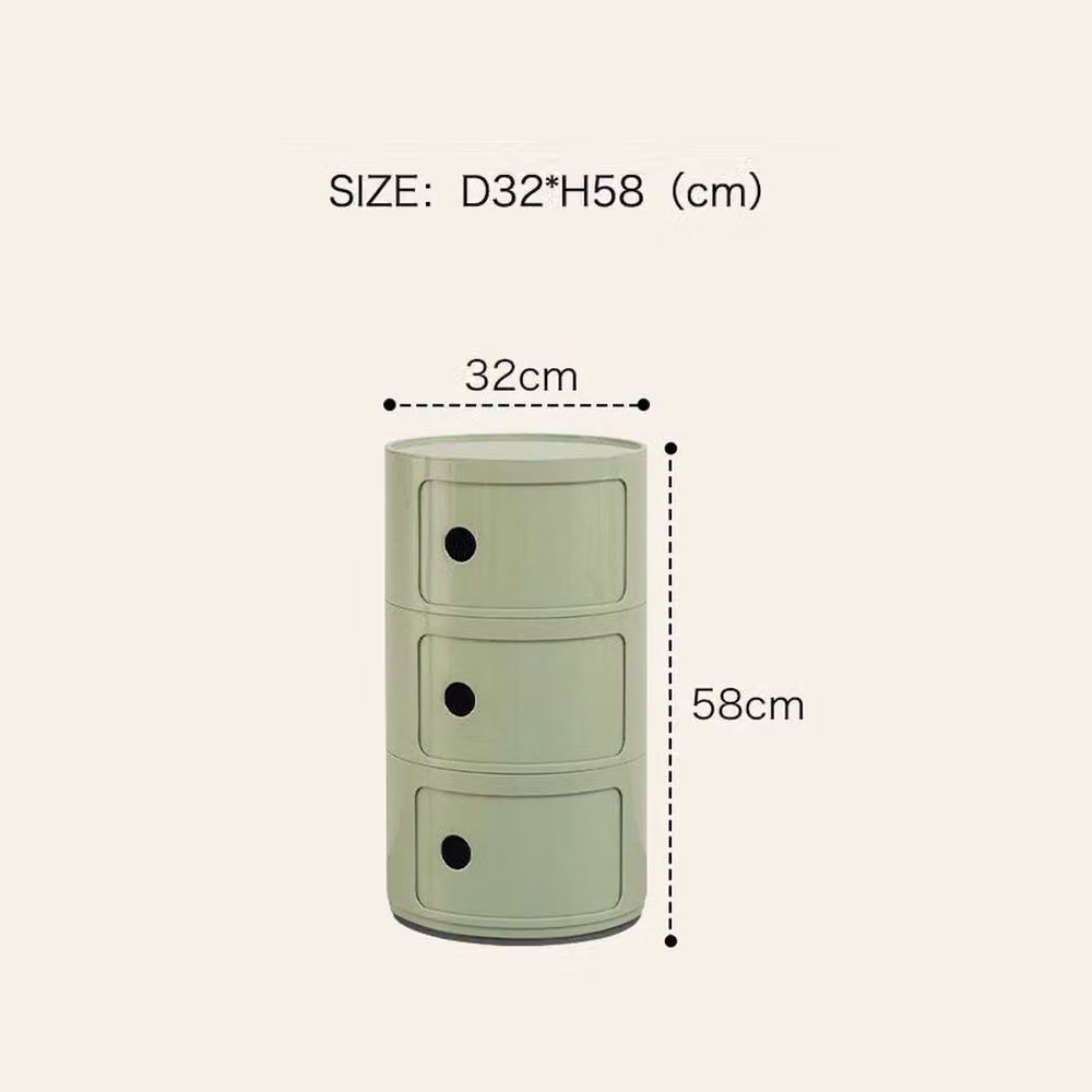EONLION Round Bedside Table Nightstand with 3 Drawers in Green, Height: 100 cm – 2