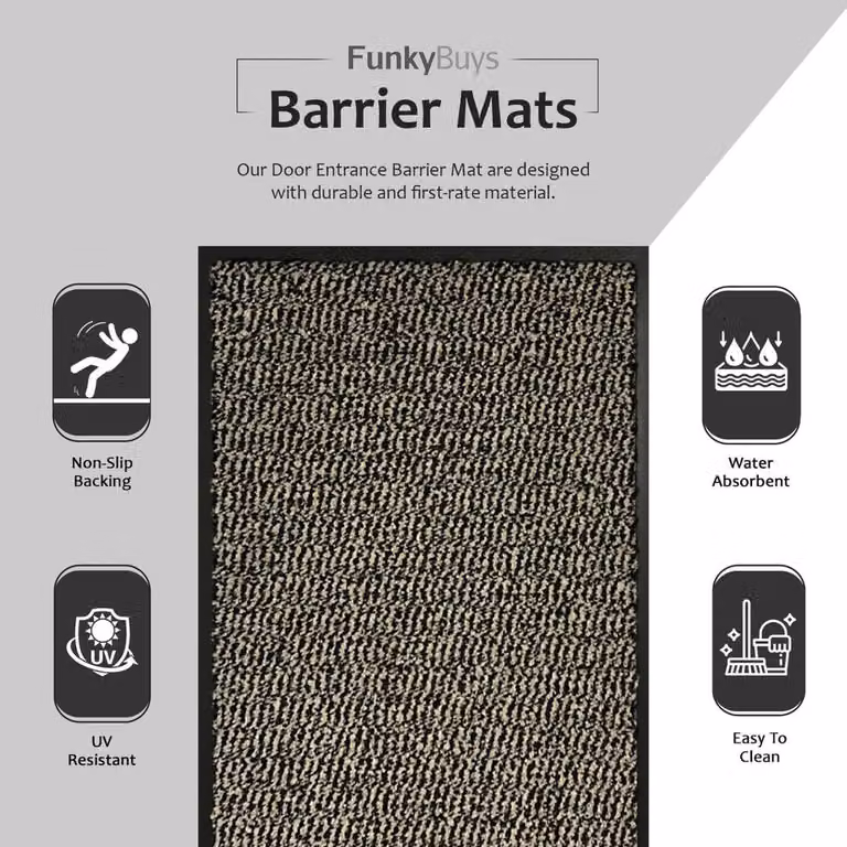 YnysTec Heavy Duty Non Slip Rubber Back Barrier Door Mat in Blue, W: 120 cm, D: 150 cm