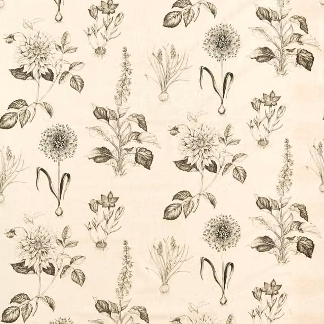 Clarke & Clarke Roseraie Fabric in Grey Charcoal