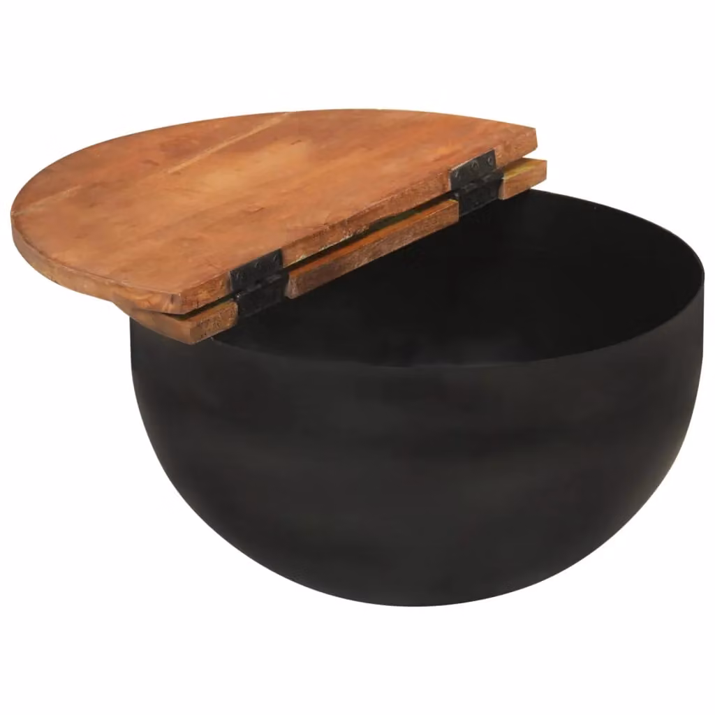 Berkfield Home 2 Piece Black Reclaimed Solid Wood Nested Coffee Table Set – 3