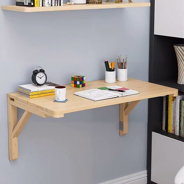 SPETLEK Solid Wood Folding Wall Mounted Table in Brown, W: 60 cm, D: 40 cm