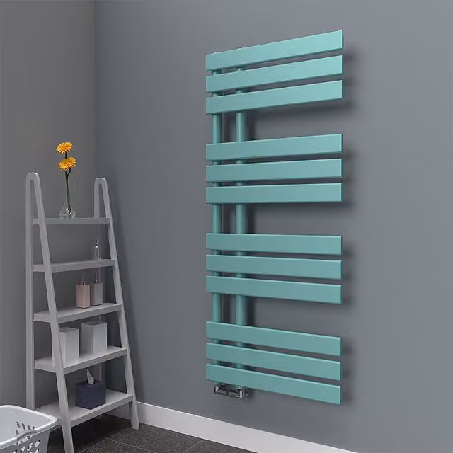 Lux Heat Open Flat Coloured Towel Radiator in Light Aqua Green, H 118 cm x W 50 cm