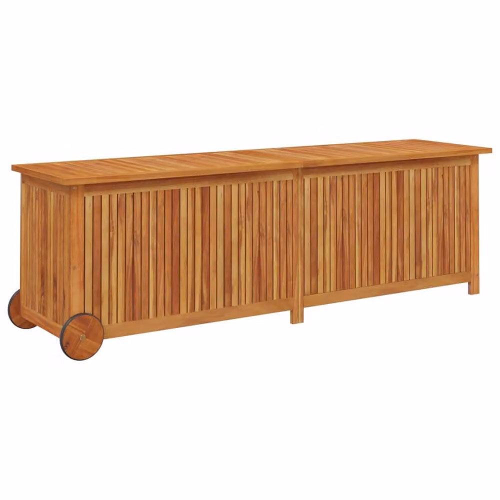 Berkfield Home Garden Storage Box with Wheels in Brown Solid Acacia Wood, W: 150 cm, D: 50 cm, H: 58 cm – 2