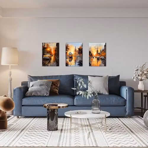 Simpa Day Break 3 Panel Canvas Wall Art in Gold and Multicolour – 2
