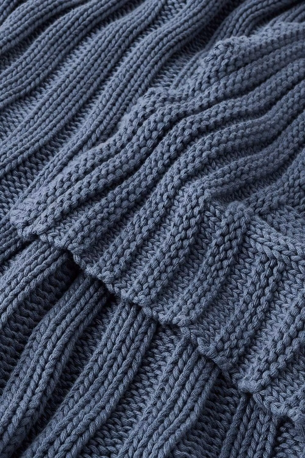 CHRISTY Cambridge Knitted Striped Cotton Throw in Blue, W: 140 cm, D: 180 cm – 4