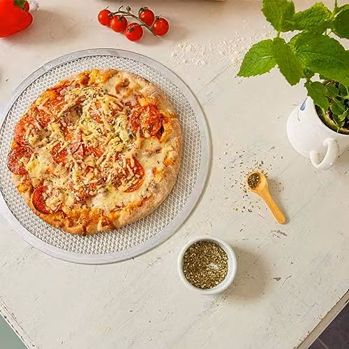 Argon Tableware Non-Stick Aluminium Mesh Pizza Tray, Silver, Diameter: 31 cm – 2