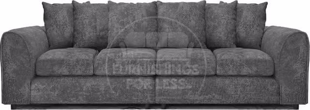 Furnishings For Less UK Monaco Grey Chenille Fabric 4 Seater Curved Arm Sofa with Scatter Cushions and Removable Covers – 1