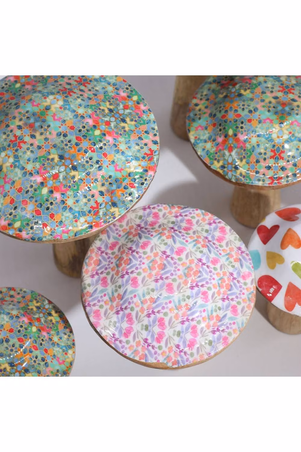 KDMD Large Floral Wooden Mushroom Tabletop Decor in Multicolour – 2