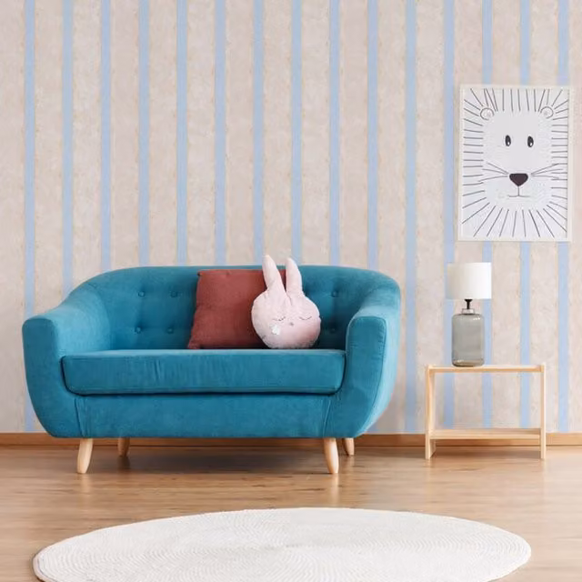SK Filson Washable Abstract Striped Wallpaper in Beige and Blue