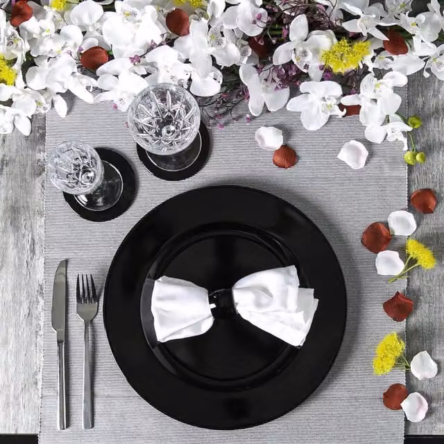 Argon Tableware 18 Piece Black Metallic Melamine Charger Plate Set