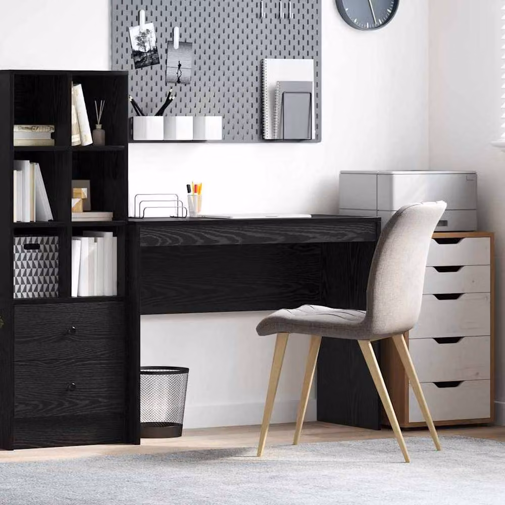 Berkfield Home Black Oak Writing Desk, Black, W/D/H: 100 x 40 x 76 cm – 2