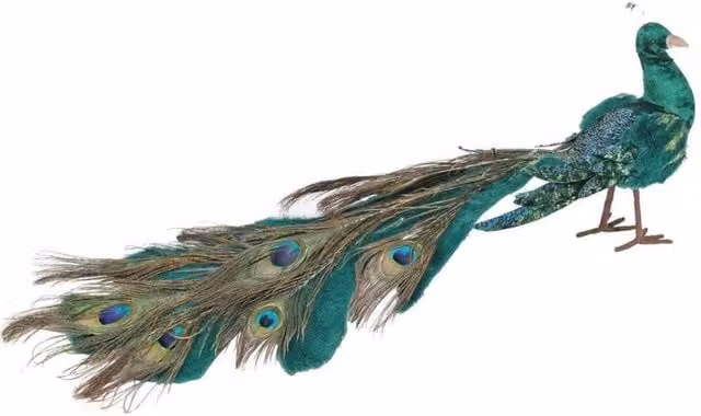 KDMD Green and Blue Feather Peacock Tabletop Figure