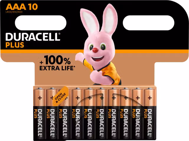 Duracell Plus AAA Micro Alkaline Batteries, Pack of 10