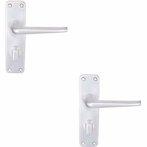 Loops Pair of Straight Tapered Lever Bathroom Door Handles in Black Brushed Aluminium, W: 152 mm, H: 41 mm