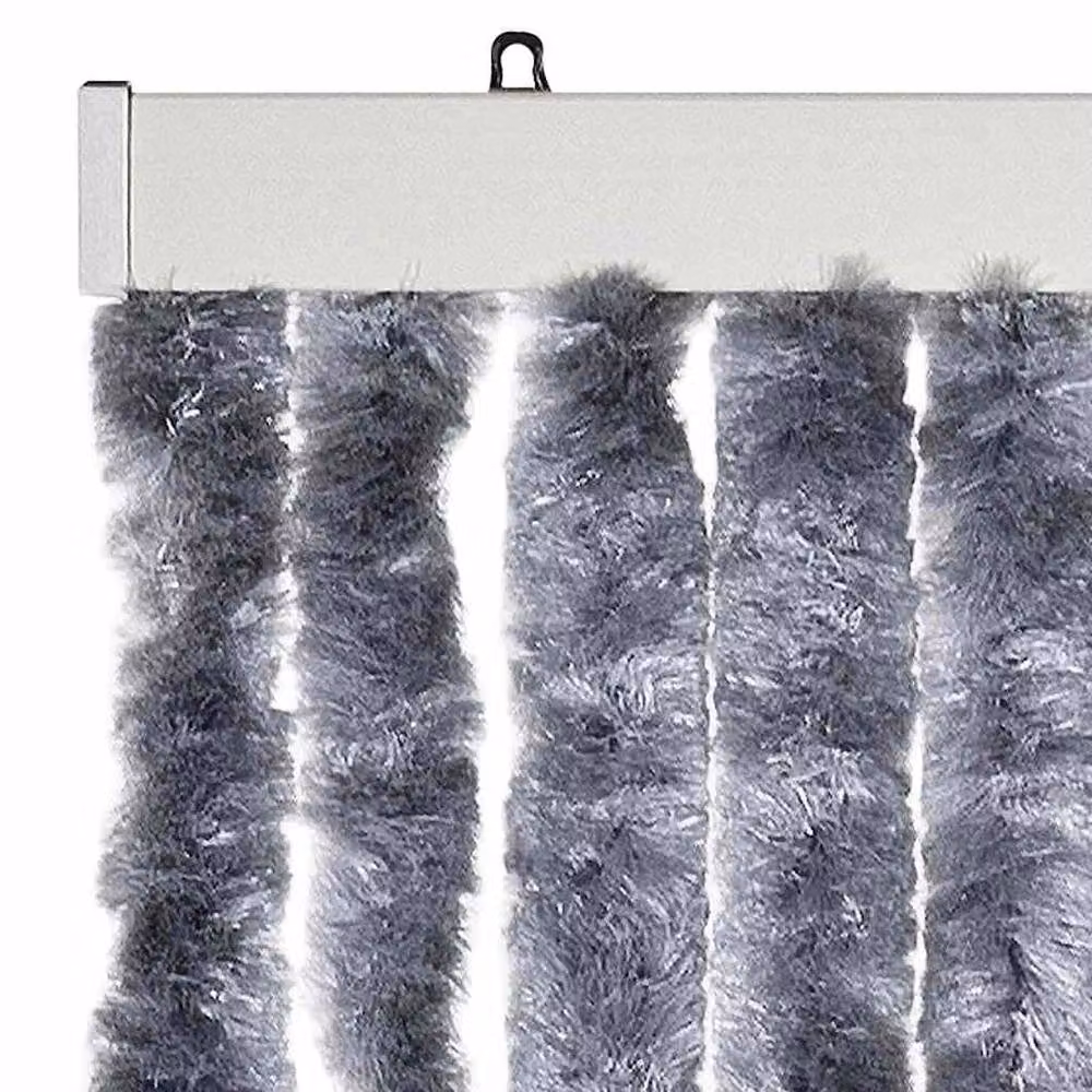 Berkfield Home Silver Chenille Striped Insect Curtain W/H: 56 x 185 cm – 4