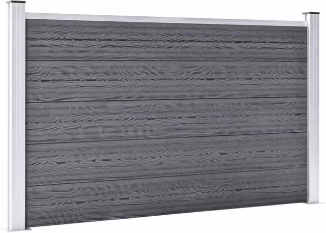 Berkfield Home Grey WPC and Aluminium Garden Fence Panel, W: 872 cm, H: 106 cm – 1